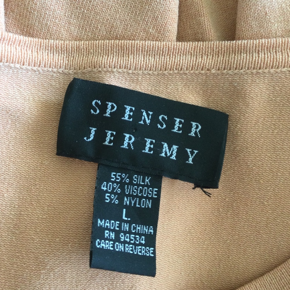 Spenser Jeremy Coral Silk Blend Cardigan Sweater, Large - Picture 5 of 6